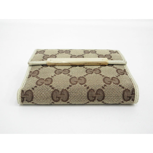 Gucci GG Double Hook Wallet Beige Canvas Leather - Picture 3 of 12